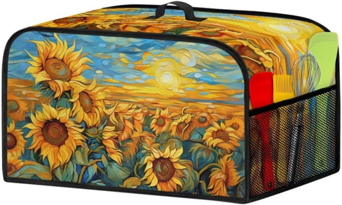 Oil Paninting Sunflower Slow Cooker Dust Cover Yellow Air Fryer Cover Top Handle and Storage Pockets Dust Covers for Kitchen Appliances by ZUXONGSY