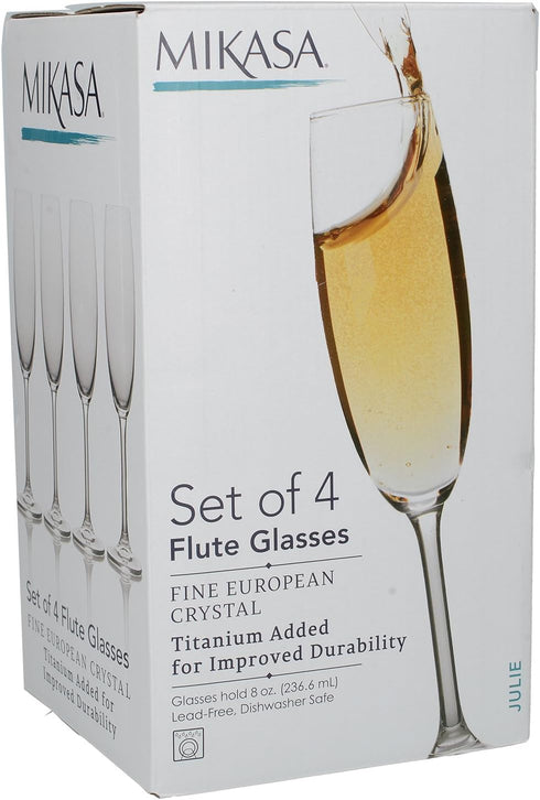 Mikasa Julie Champagne Flute, 8-Ounce, Set of 4
