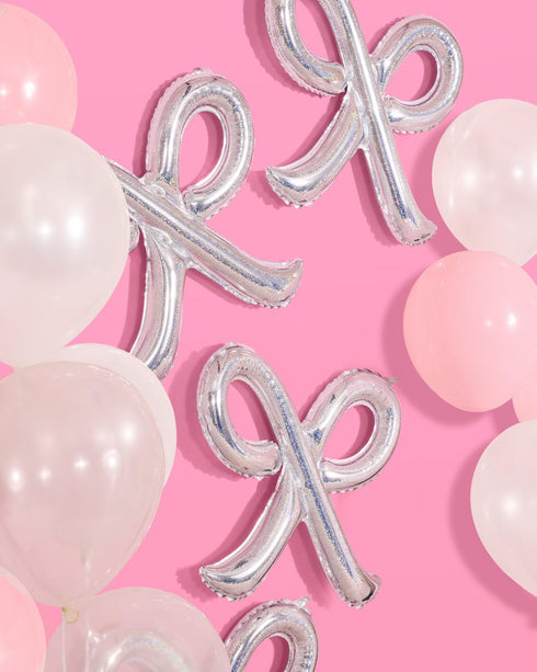 xo, Fetti Party Decorations, Pink Latex + Iridescent Foil Bow Balloons, 20 pk for Bachelorette, Baby Shower Decor
