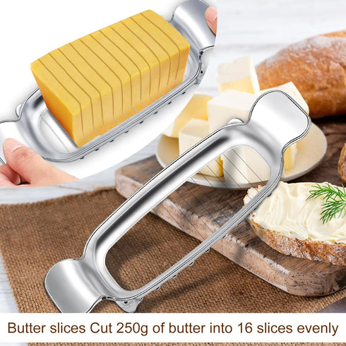 lasuroa Stainless Steel Cheese Cutter and Butter Slicer - Multifunctional Kitchen Food Tool for Block Cheeses