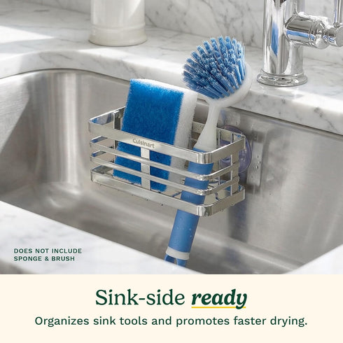 Cuisinart Sponge Holder for Kitchen SinkMetal Sink Caddy with Triple Suction Cups, Kitchen Sink Organizer, Organization