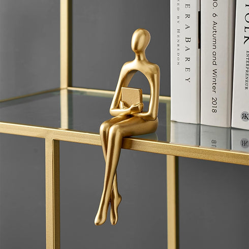 XINXUAN 3 Set Gold Statue Home Decor - Modern Bookshelf & Desk Decor - Piece