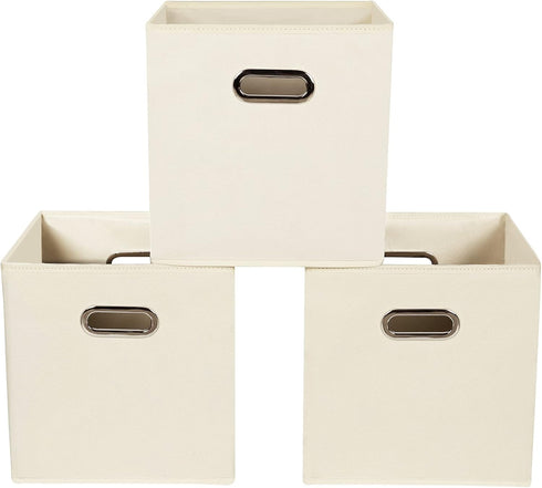 Yunkeeeper Storage Bins Cubes, Fabric Cube Organizer with Handle, Foldable Bins for Cloth or Accessory Storage, Set of