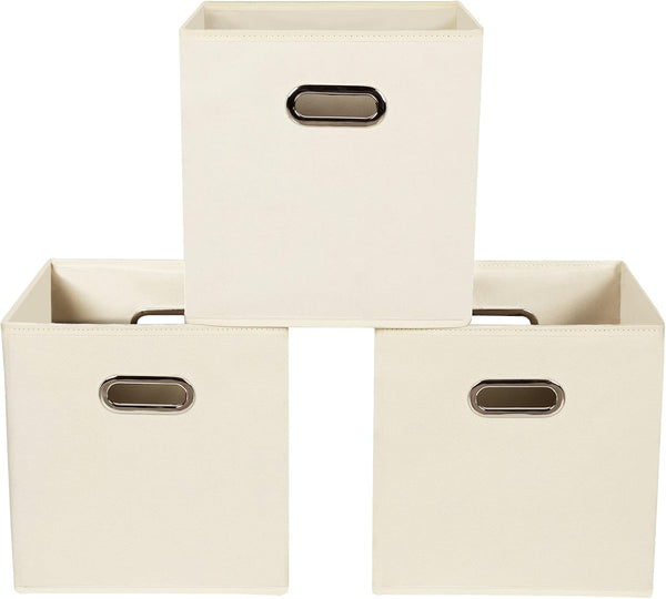 Yunkeeeper Storage Bins Cubes, Fabric Cube Organizer with Handle, Foldable Bins for Cloth or Accessory Storage, Set of