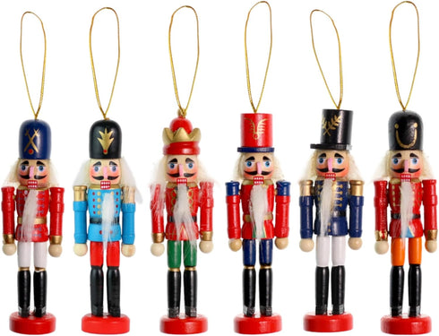 Ornativity Nutcrackers Hanging Ornament Figures, Christmas Mini Wooden King and Soldier Nutcracker
