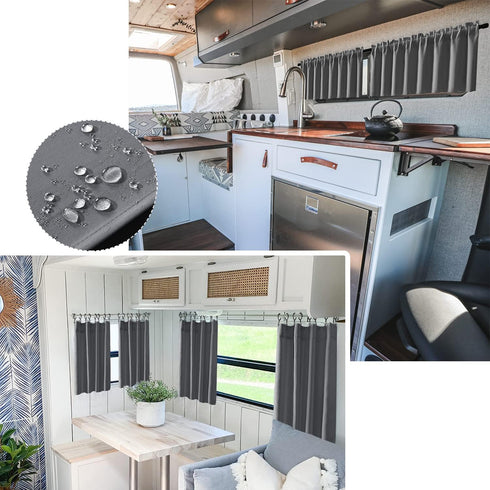 RV Curtains for Camper Windows, Blackout 2 Pack Valances, Waterproof Light Blocking Thermal Insulated Curtains