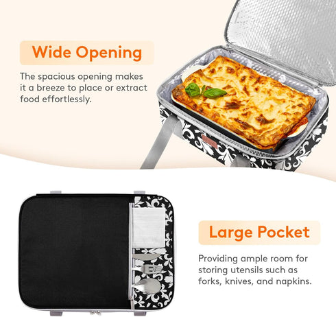 Lifewit Casserole Carrier, Insulated Food Carrier for Hot or Cold Food, Fits 9"x13" Baking Dish, Black
