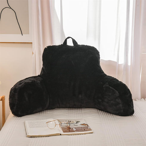 Meeting Story Reading Pillow Bed Rest Pillow with Arms Rabbit Fur for Adults Teens Back Incline Rest Sitting up