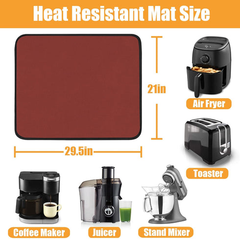 Kitchen Countertop Heat Resistant Mats 21x29.5in, Coffee Bar Mat, Waterproof Mat for Kitchen (Red)