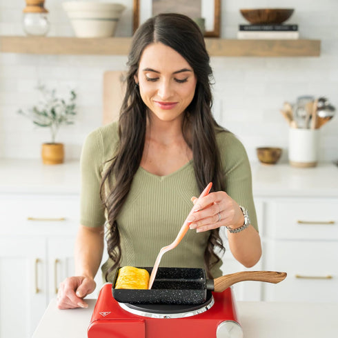 Oleex Tamagoyaki Pan Set, Japanese Omelette Pan with Cooking Tools, PFOA-Free Nonstick Square Frying Pan 5x7 Inches
