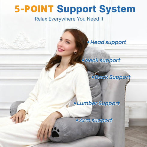 PZT Reading Pillow Plus, Crystal Velvet Back Pillow Bed Sitting Up for Adult & Children, Back Rest Pillow Support