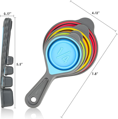 Smithcraft Collapsible Silicone Measuring Cups and Spoons Set, Colorful Measure for Baking & Kitchen