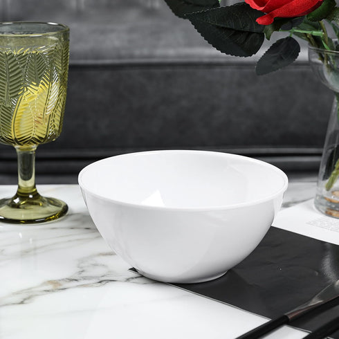 Melamine Cereal Bowls Set of 6, 28oz White Unbreakable Soup Bowls, Dishwasher Safe for Kitchen