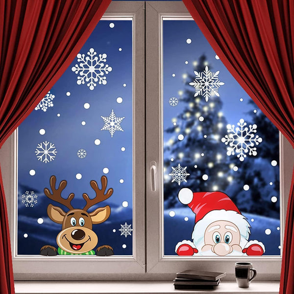 300 PCS Christmas Snowflake Window Cling Stickers, 8 Sheet Holiday Decals for Glass Decorations