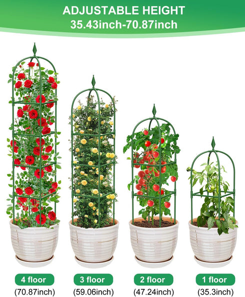 2 Pack 6Ft MYMULIKE Garden Trellis for Climbing Plants Outdoor & Indoor - Tall Rustproof Plant Support Cage for Vines