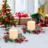 4.3 Inches 4 Christmas Candle Rings- Candle Wreaths Candle Garland with Artificial Red Berries- Xmas Wreath Candle
