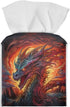 Fire Dragon Tissue Holder Square Tissue Box Cover Napkin Dispenser for Home Office Restaurant Tissues Cover Car Decor Tissue Cube Box Cover Dispenser Waterproof Tissue Case