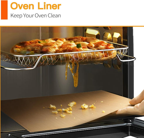 4 Pack Large Copper Oven Liners for Bottom of Oven BPA and PFOA Free, 16x24 Inch Thick Heavy Duty Non Stick Teflon Oven Mats for Electric, Gas, Toaster, Convection, Microwave Ovens Grills by SKYBD