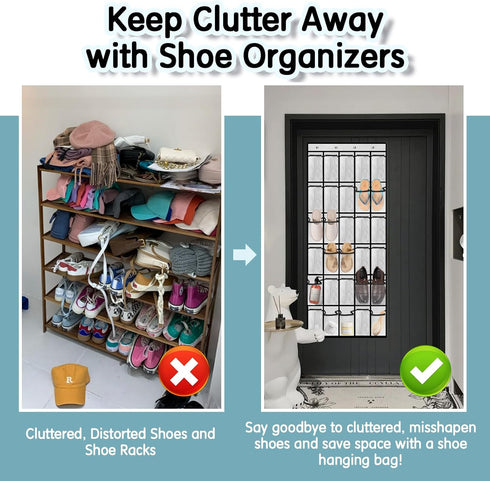 Kotkn 30 Closet Over the Door Shoe Organizer with Breathable Mesh Pockets - Large Capacity Storage for Men & Women
