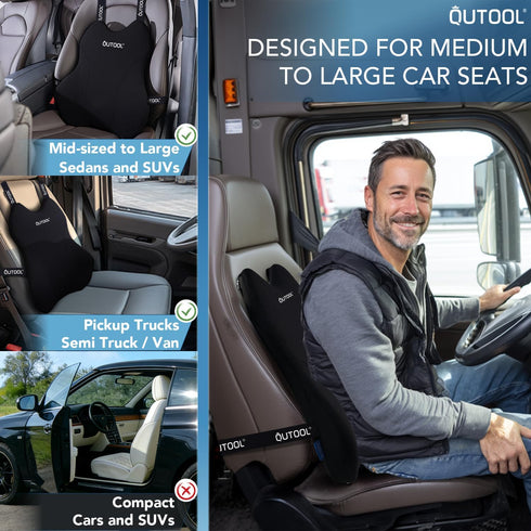 QUTOOL Lumbar Support Pillow for Car, Truck Accessories Travel Essentials, Memory Foam Back Cushion for Driving Seat