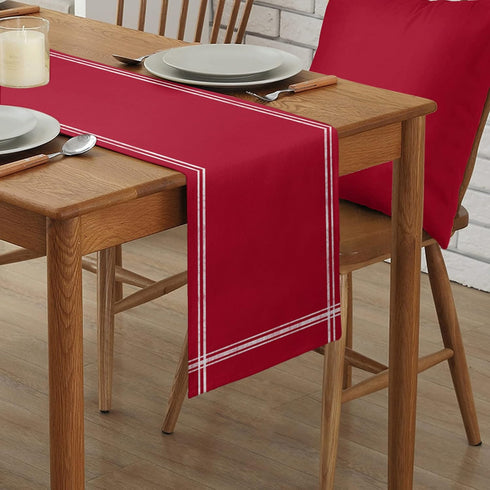 Smile Sunflower 72 inches Setting Red Table Runner Dresser Scarves, Farmhouse Red Dining Table Runners Long Linen