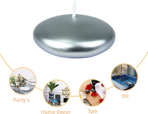 3 Inch Metallic Silver Floating Candles