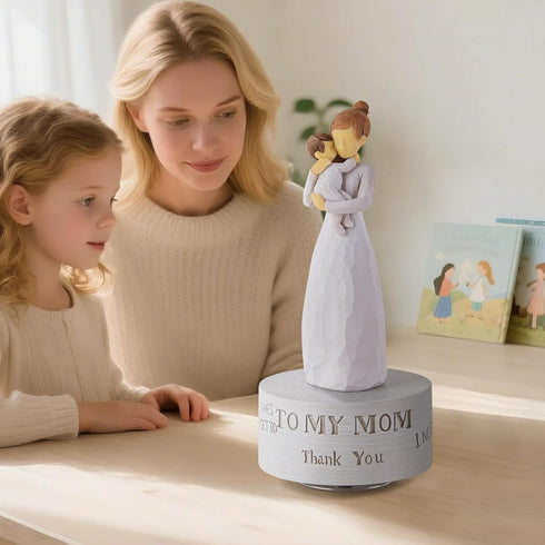 Mommy AIDLNS Music Box Gift for Mom Figurine, Mum and Baby Sculpted State Hand-Painted Collectible Musical Mother Day