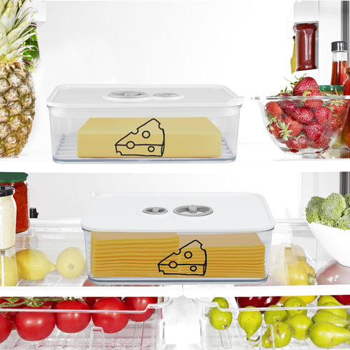 Yomjarl 2 Pcs Cheese Container for Refrigerator,Cream Cheeses Storage Box,Cheese Keeper with Airtight Lid and Time