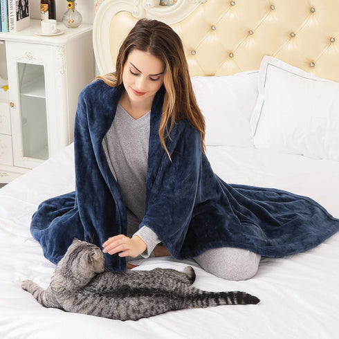 KMUSET Navy Fleece Blanket Throw Size, Lightweight Super Soft Cozy Luxury Microfiber Bed Blanket