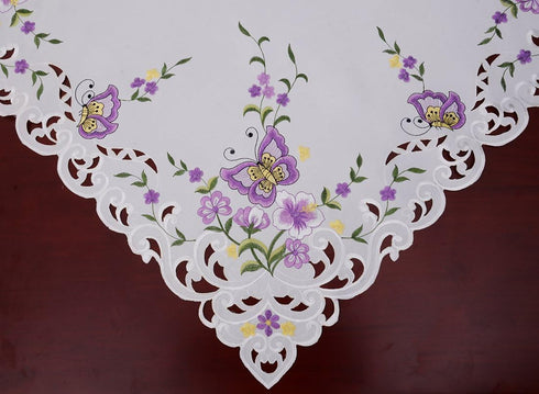 34 Inch Simhomsen Small Spring Butterfly and Floral Tablecloths Toppers, Tablecovers for End Table, Tea Table, Coffee