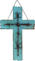 RWI 10 1/2" Weathered Wood & Barbwire Decorative Wall Cross, Shabby Chic Chalk Paint Look