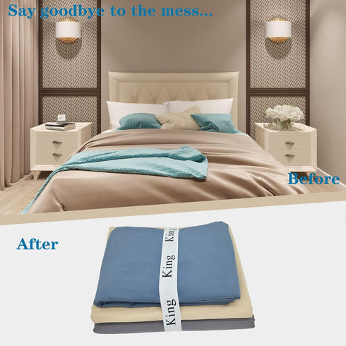 2 Pieces Bed Sheet Organizer Bands, Closet Organization Sheet Straps, Linen Labels Bedding Bands, Elastic Bed Sheet Storage Sheet Keepers (King)