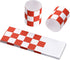 Gmark Box of 500 Paper Napkin Bands, Self Adhesive Napkin Rings (Red White Grid) GM1111A