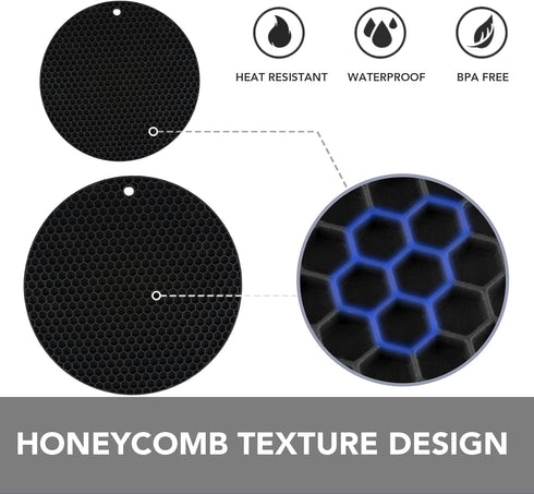 Joyhalo Trivets for Hot Dishes - Hot Pads for Kitchen, Silicone Pot Holders for Hot Pots and Pans, Silicone Mats for Kitchen Countertops, Table, Flexible Easy to Wash and Dry, Grey by joyhalo