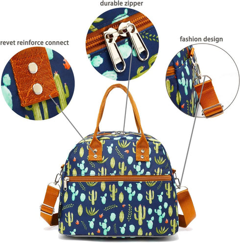 FlowFly Large Insulated Lunch Bag with Shoulder Strap for Men, Women, Kids, Reusable Tote, Freezable Meal Prep