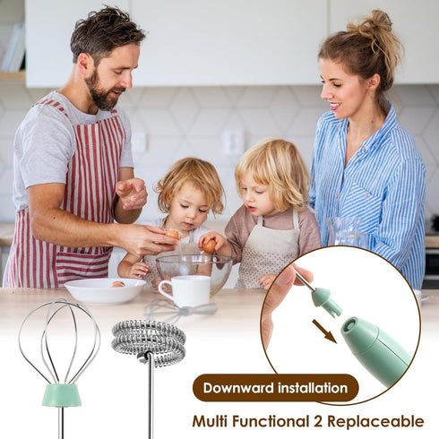 Powerful Handheld Milk Frother - Rechargeable Electric Foam Maker, Whisk Drink Mixer for Latte, Cappuccino, Matcha