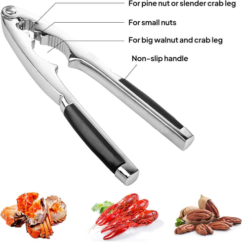 2 Nut Crackers Pecan Nutcracker Walnuts Plier with Non-slip Handles Heavy Duty Crab Cracker Tool with Good Grip Picks