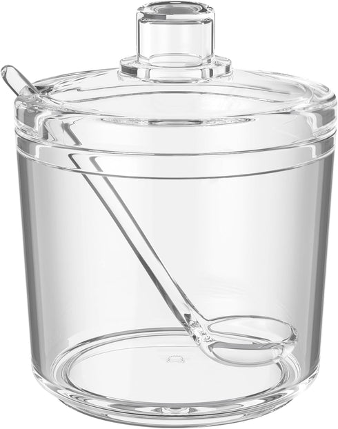 Quald Sugar Container with Lid and Spoon,Sugar Bowl Acrylic Jar for Coffee Bar