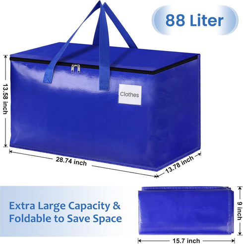 EpicTotes Supplies(88L, 10-Pack, Moving Bags, Storage Bags with Sturdy Handles and Heavy Duty Zippers, Storage Totes