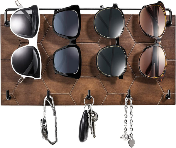 Emibele Sunglass Organizer Wall Key Holder, Decorative Wood Wall Jewelry Organizer Glasses