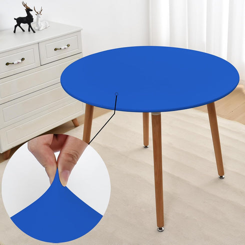 48 Inch Spandex Blue Round Tablecloth with Elastic Kitchen Dining Stretch Table Cover Non Slip Fitted Fabric Washable