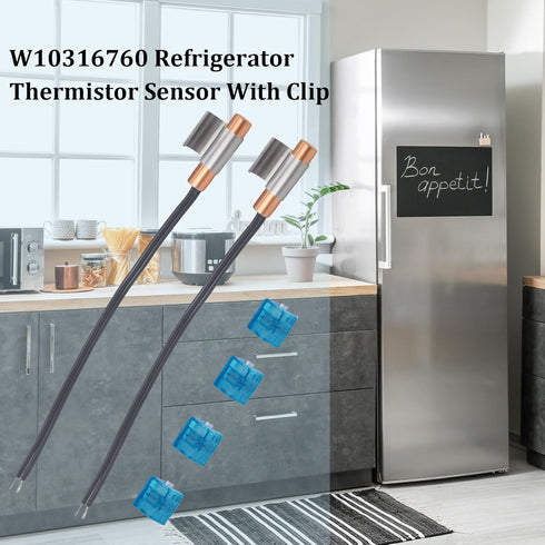 2 Pcs W10316760 Refrigerator Temperature Sensor Kit for Whirlpool Refrigerators, Replaces AP4538142 PS2580944
