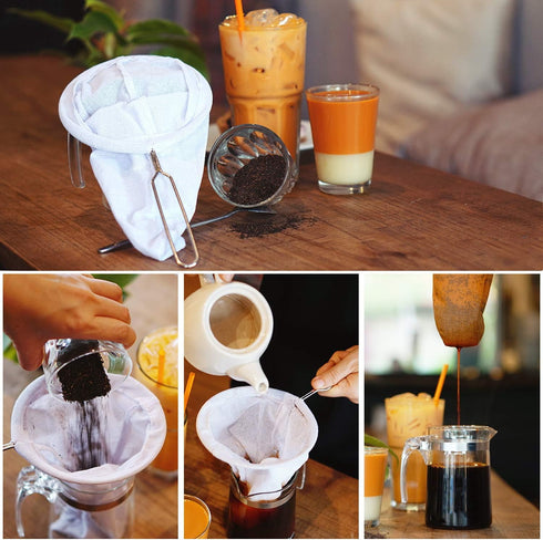 Coffee Sock Strainer, Traditional Thai Brewing Coffee Filter for Rich Coffee and Tea, 3 inch