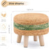 Handwoven Round Ottoman, Natural Water Hyacinth Outdoor Patio Pouf Seagrass Low Stool with Wood Legs, Soft Padded