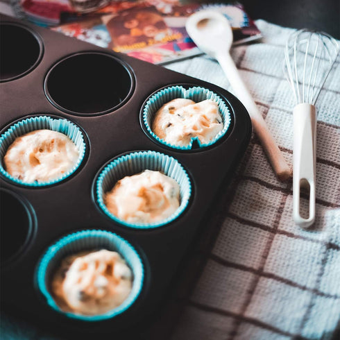 Kingrol Set of 3 Muffin & Cupcake Pans, 12-Cup Non-stick Bakeware, 1.1" Deep