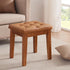 Upholstered Ottoman Stool with Padded Seat, Tufted Vanity Stool with Solid Wood Legs, Accent Stools, Faux Leather