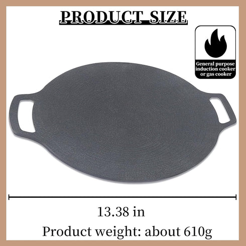 Korean BBQ Grill Pan - Portable 13.4 IN Non-Stick Aluminum Korean Grill Pan - Round Stove Top Grill for Indoor Outdoor by LynsaTac