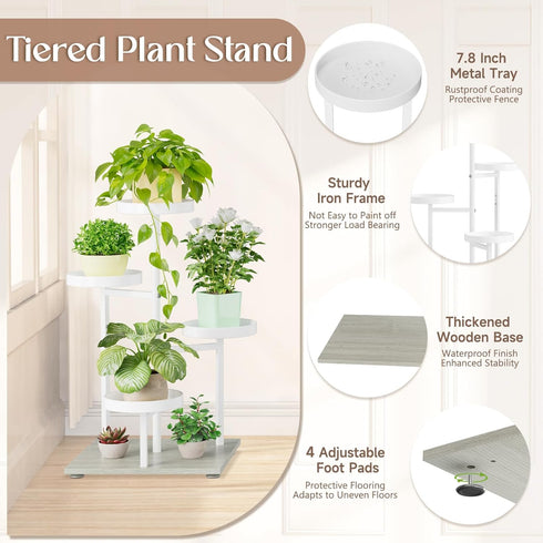 4 iDavosic.ly Tier Plant Stand Indoor, Tiered Corner Flower Holder Shelf Outdoor, Metal Tall Orchid Display Rack