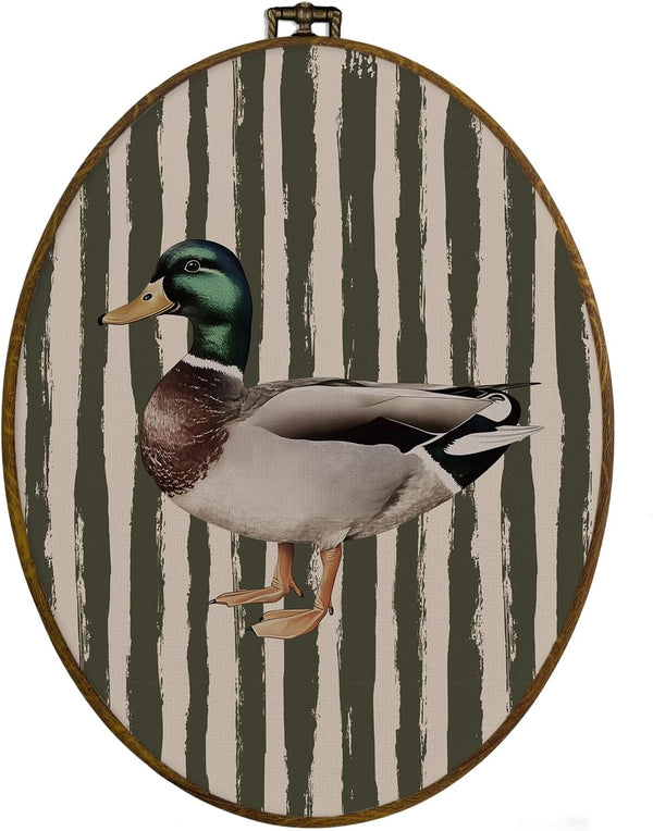 dvhdajed Vintage Mallard Duck Oval Wall Art Decor, Duck Nursery Decor,Vintage Ducks