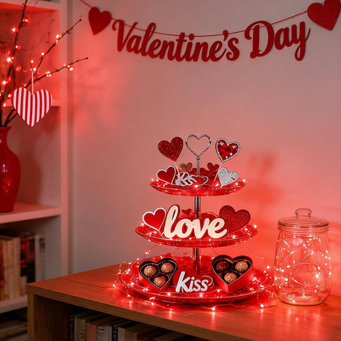 6 Pack 7 20 LAMPHOME Red Valentine's Fairy Lights Battery Operated (Included), ft LED Mini String Lights, Waterproof